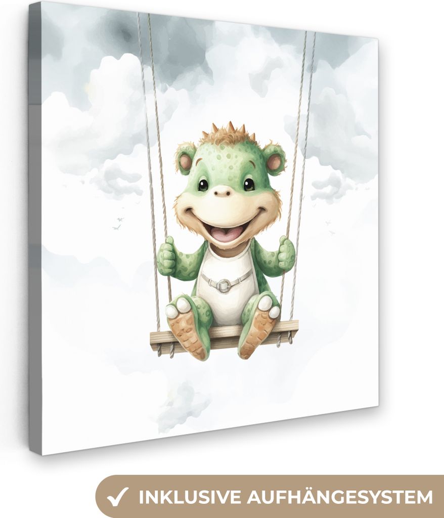 MuchoWow - Leinwandbilder - Drache - Tierbaby - Kinder, Wandbild, Wanddeko Bilder Wohnzimmer, 20x20 cm