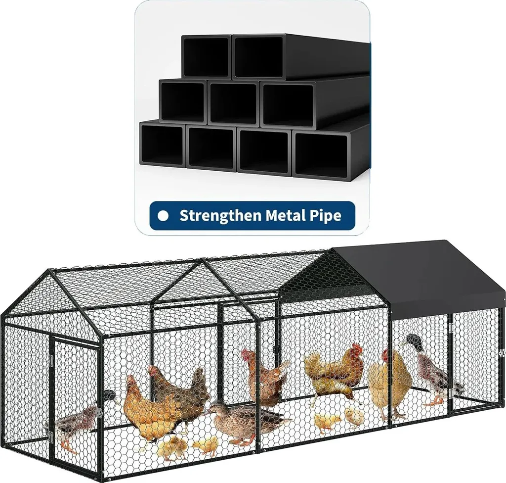 Poulailler de jardin noir spacieux pour élever des poules pondeuses
