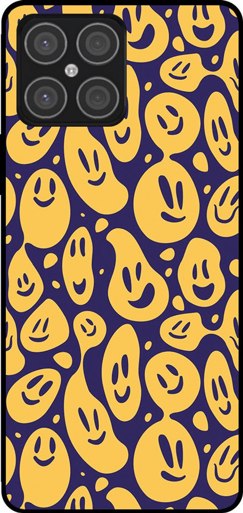 Smartphonica Telefon Fall geeignet für Huawei Honor X8 4G mit Smiley Druck - TPU zurück Abdeckung Fall Emoji Design - lila gelb