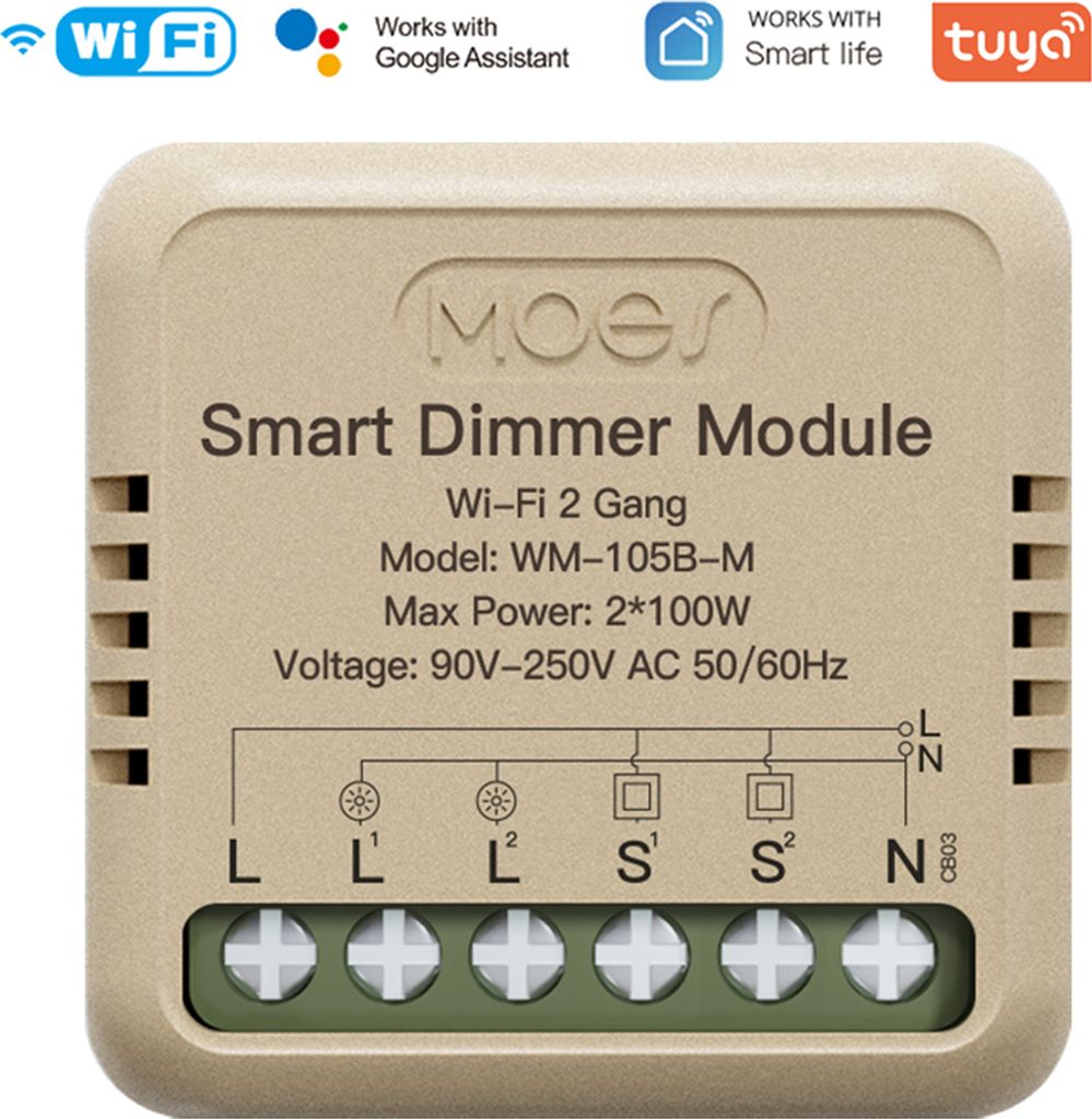 Tuya WiFi Intelligenter Schalter Dimmer DIY-Modul Lichtschalter Mobiltelefon-APP Fernsteuerung Aktivierung von Heimgeraeten Kompatibel mit Alexa un...
