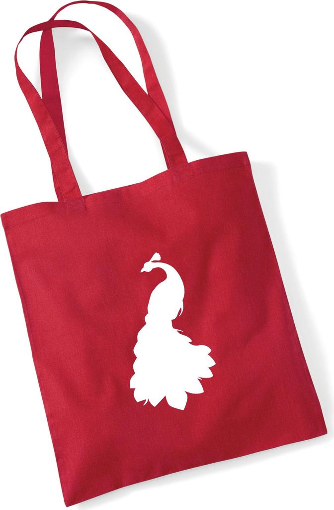 Huuraa Jutebeutel Pfau Silhouette 10 Liter Classic Red Baumwolle Tasche Geschenkidee