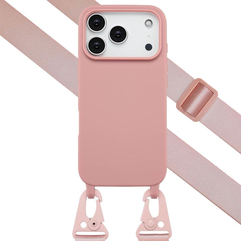 Selencia SilikonHülle mit abnehmbarem Band iPhone 17 Pro - Sand Pink