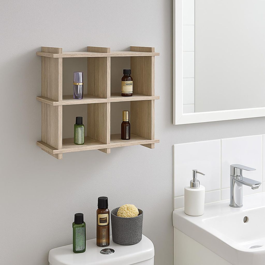 Wandregal aus MDF mit 4 Fächern dekorativ und praktisch