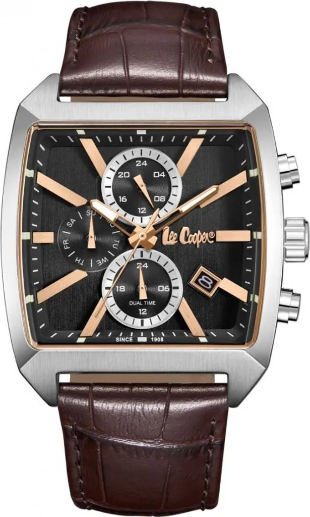 Montre à quartz pour homme avec un bracelet en cuir noir Lee Cooper Paul