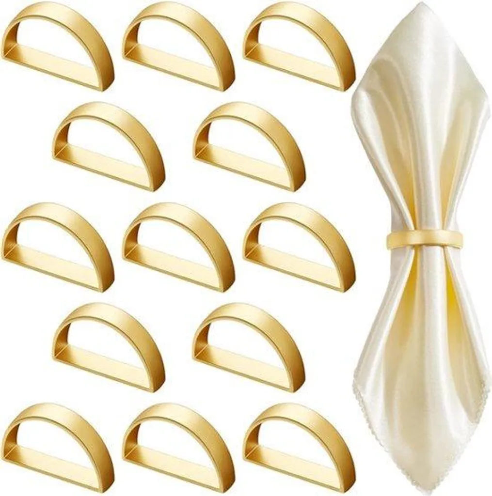 Porte-serviettes anneaux dorés en métal pour décoration de table de fête