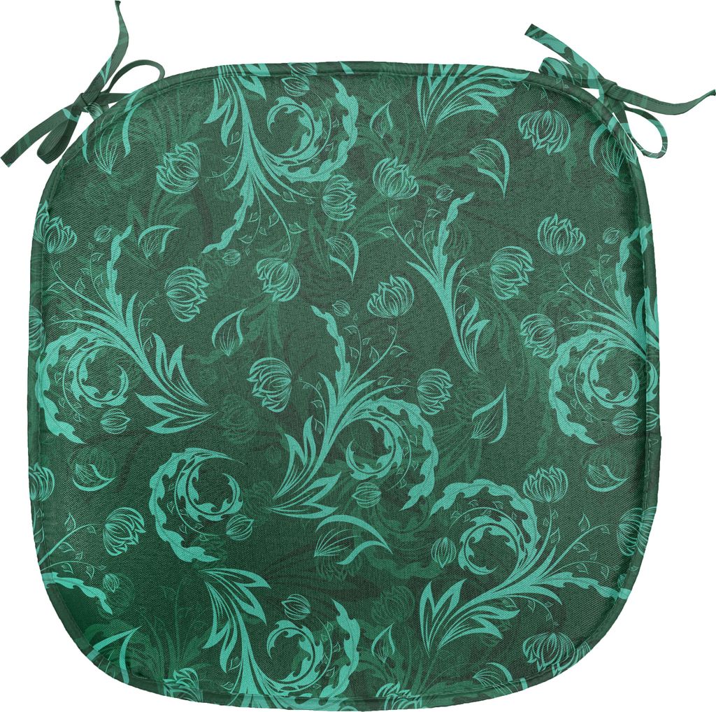 ABAKUHAUS Blumen Polster für Esszimmerstühle, Blühende lebendige Natur, Dekoratives wasserfestes Kissen mit Riemen für Küchensitze, 40 cm x 40...