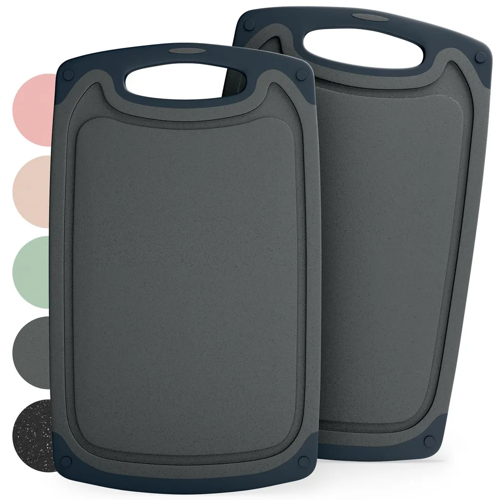 Planche à Découper sans BPA Lavable au Lave-Vaisselle - Lot de 2 Gris