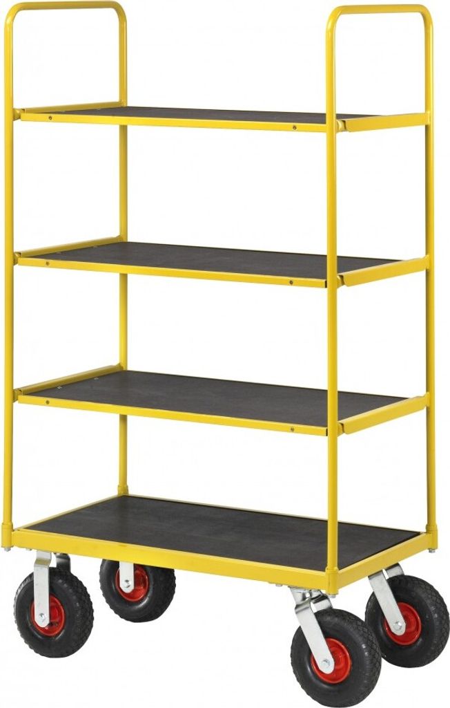 RAVENDO TW 1000L 4S Plattformwagen Etagenwagen 0,6x1,0m PolyurethanRad 4 Regale