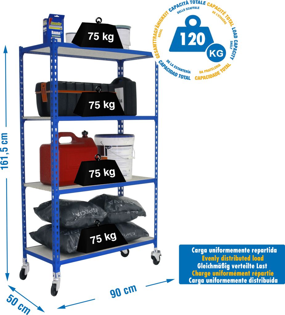 MADERCLICK MOBILE 4/500 1500 BLAU/MADEIRA metallic prateleira