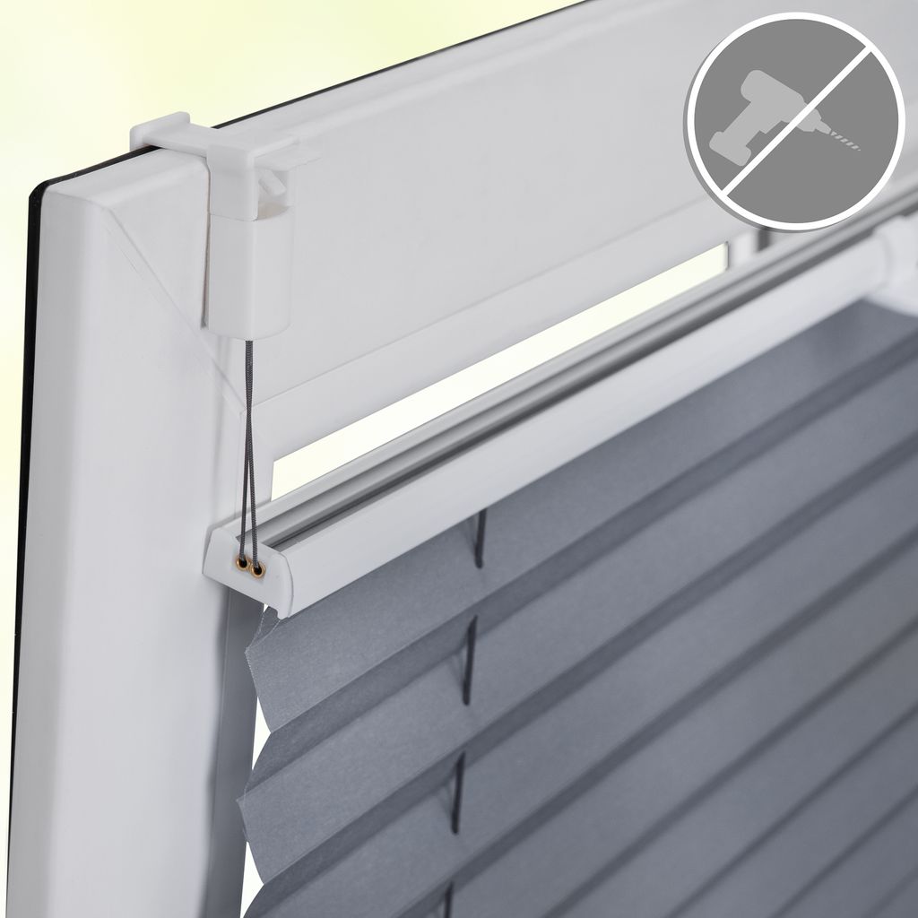ECD Germany Stores Plissés 60 x 100 cm Gris avec Klemmfix sans perçage