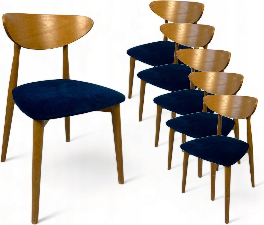 6x LUIS Holzstuhl Helle Eiche mit gepolstertem Sitz