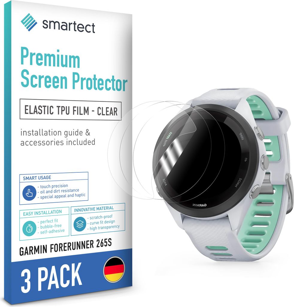 3x TPU Schutzfolie Klar für Garmin Forerunner 265s Produktbild 