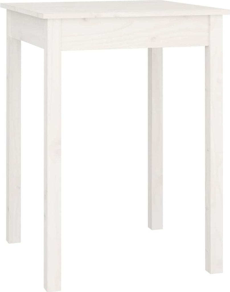 A plain white background with a white wooden table.