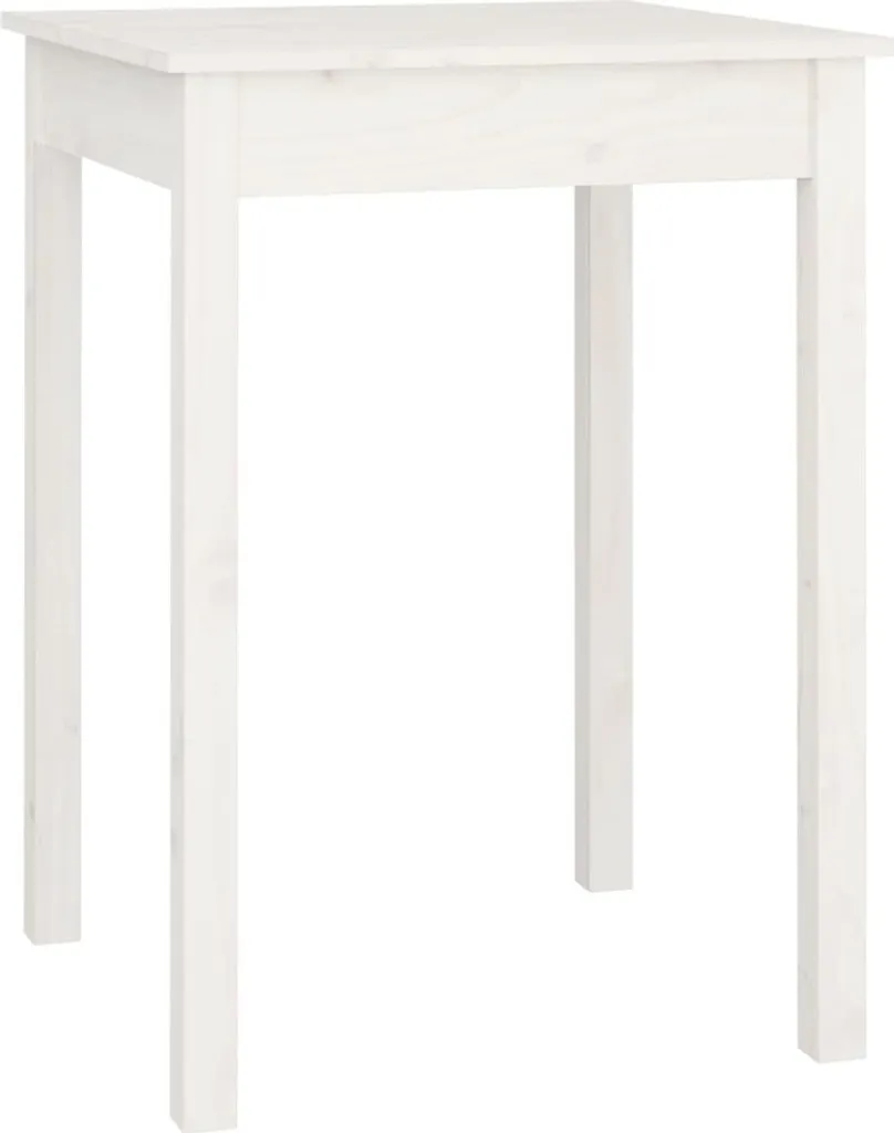 Tavolo da Pranzo Bianco 55x55x75 cm in Legno di Pino Massiccio