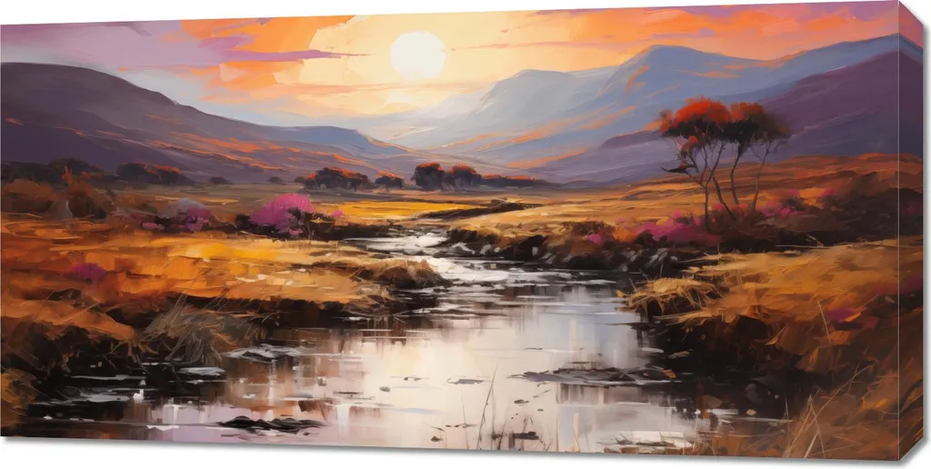 Quadro 100x50cm Tramonto sul fiume selvaggio