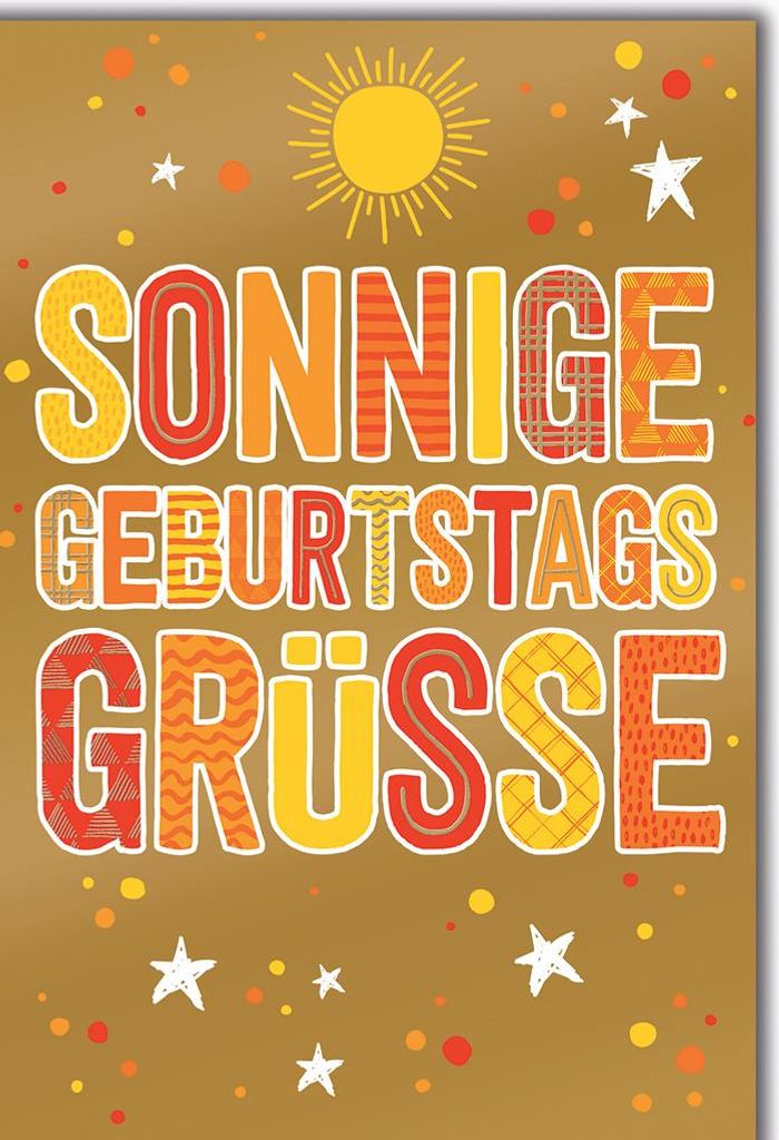 Geburtstag Sonne Sterne Sonnige Grüße Glückwunschkarte mit Umschlag