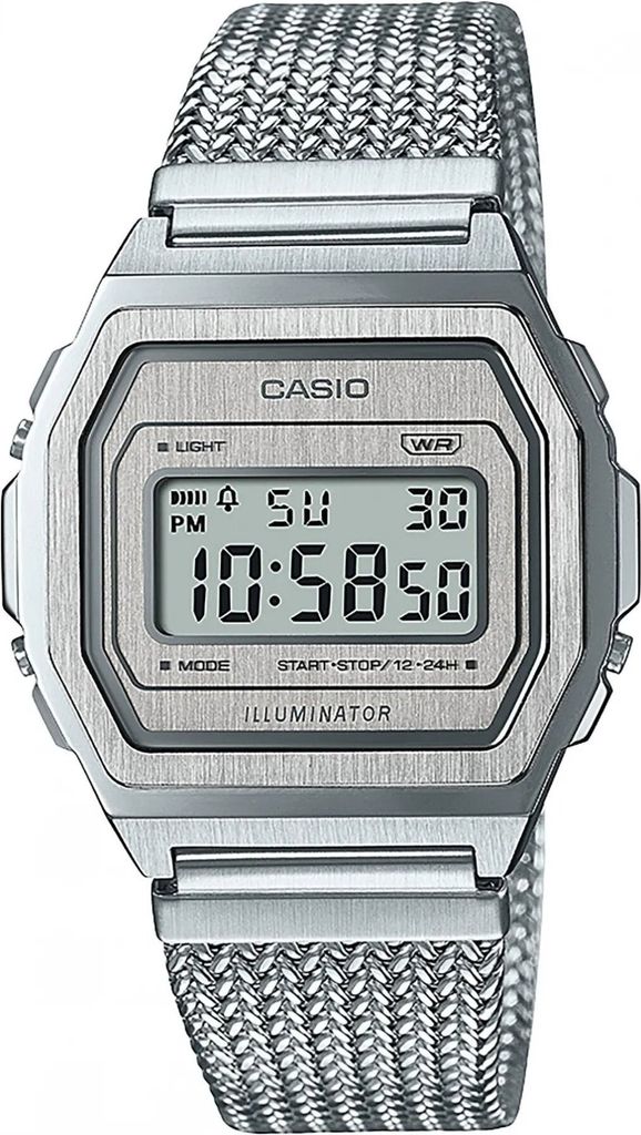 Casio Vintage Klassiker Digitaluhr Mesh Band Edelstahl Produktbild 