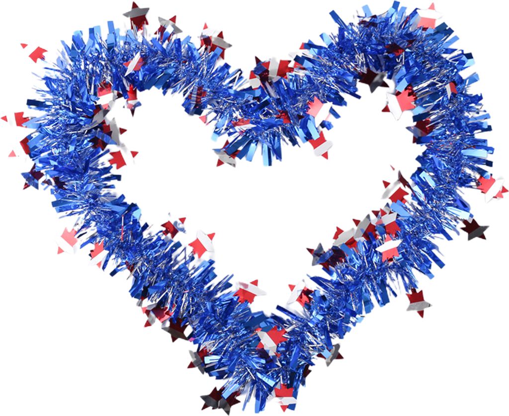 2 Meter Patriotische Lametta-Girlande Rot Weiß Blau Metallic Drahtgirlande Sterne Streifen Thema 4. Juli Memorial Day Farbleiste Blau