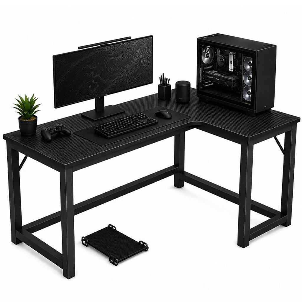 Eck-Gaming-Schreibtisch 140 cm, Schwarz, Modern & Loft, Produktbild 