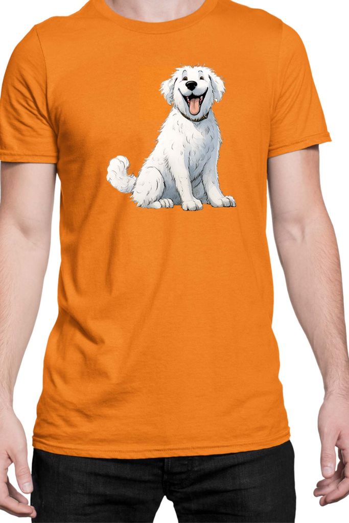 Herren T-Shirt Funny Dogs Breeds Kuvasz Dog Breed, Man S / Orange