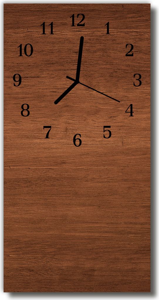 Tulup Glasuhr Wanduhr Küchenuhr Echt-Glas 30x60 Holzbretter Braun
