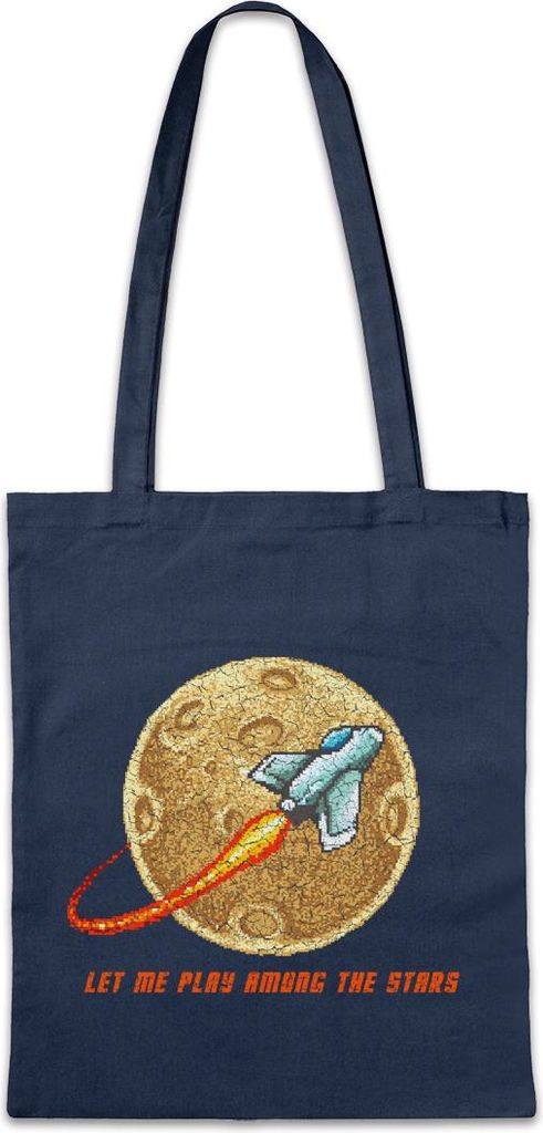 Urban Backwoods Let Me Play Among The Stars, Stofftasche, Farbe: Navy