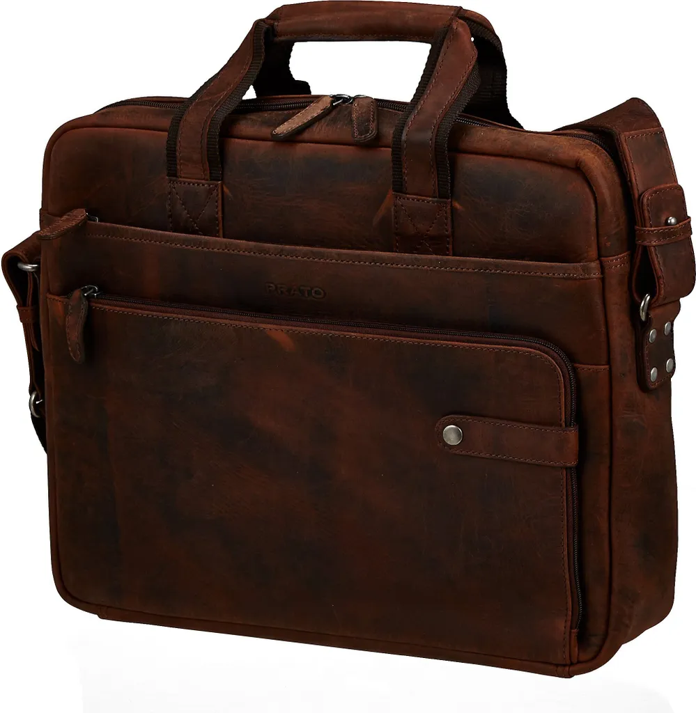 Prato Hunter Elba Borsa Porta Documenti 41 cm Pelle Marrone Scuro - 1
