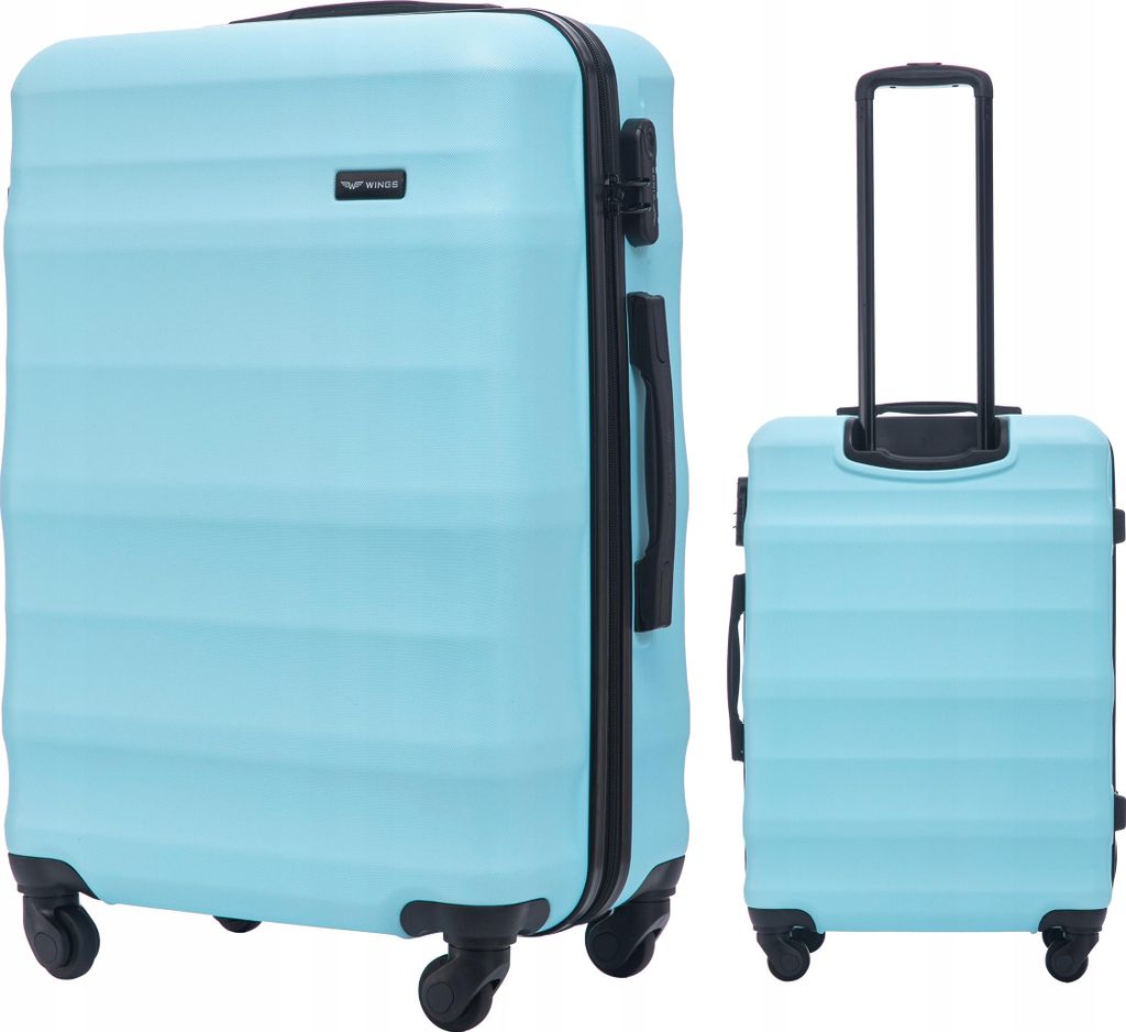 WINGS VULTURE Reisekoffer 24" ABS Hartschale M, 63 L, 66x43x27 cm, mit Zahlenschloss & 4 Rollen, stabiler Trolley für Urlaub & Business