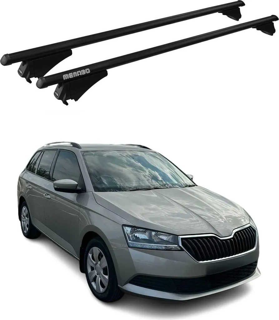 Menabo portapacchi base per Skoda Fabia 2014-2025 75kg alluminio nero 2 pz