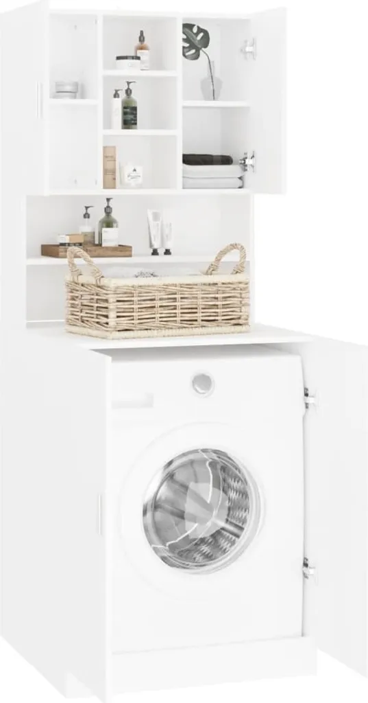 Optimisez votre petite salle de bain avec l'armoire machine à laver Blanc