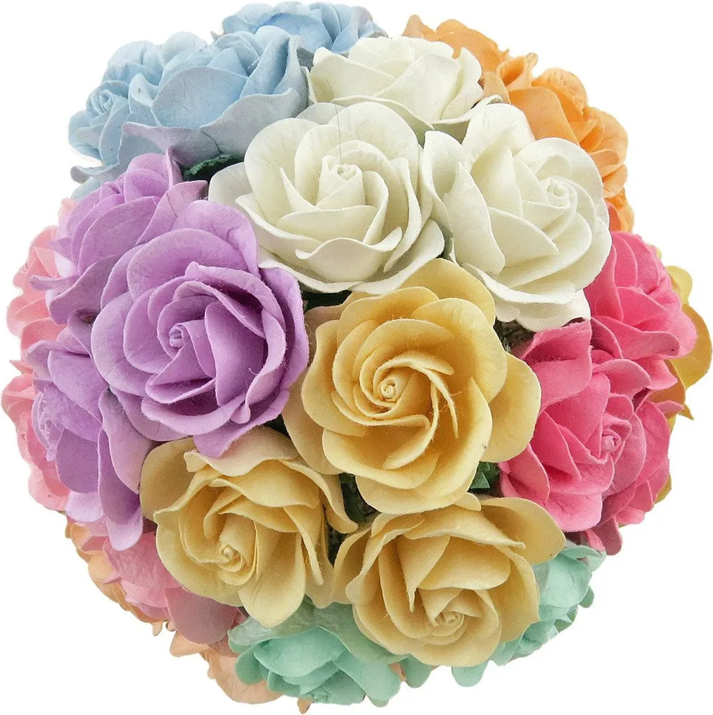 ROSEN Trellis 40mm 50Stk Scrapbooking Maulbeerpapier Blumen Flower, pastell mix