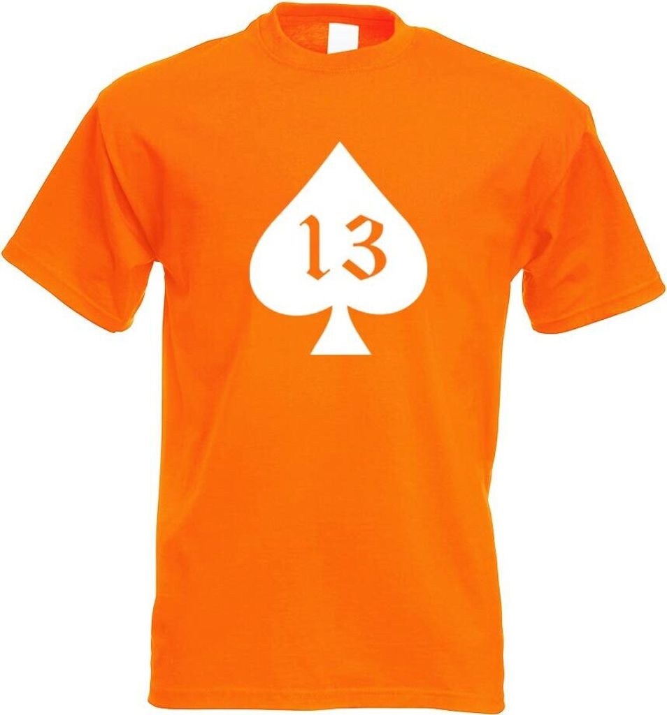 Kiwistar - T-Shirt - orange - Pik Ass 13 Oldschool Motiv Bedruckt Funshirt Design Print - mit Motiv Bedruckt - Funshirt Design - Sport - Freizeit -...