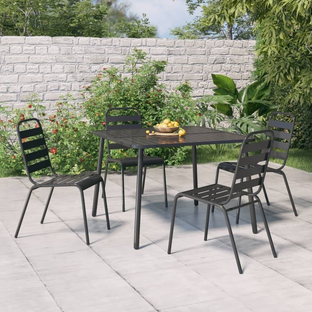 The Living Store Gartentisch Anthrazit 100x100x71 cm Stahl