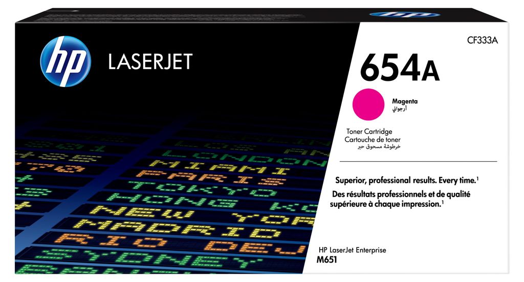 Originele tonercartridge HP 654A, magenta Productafbeelding 