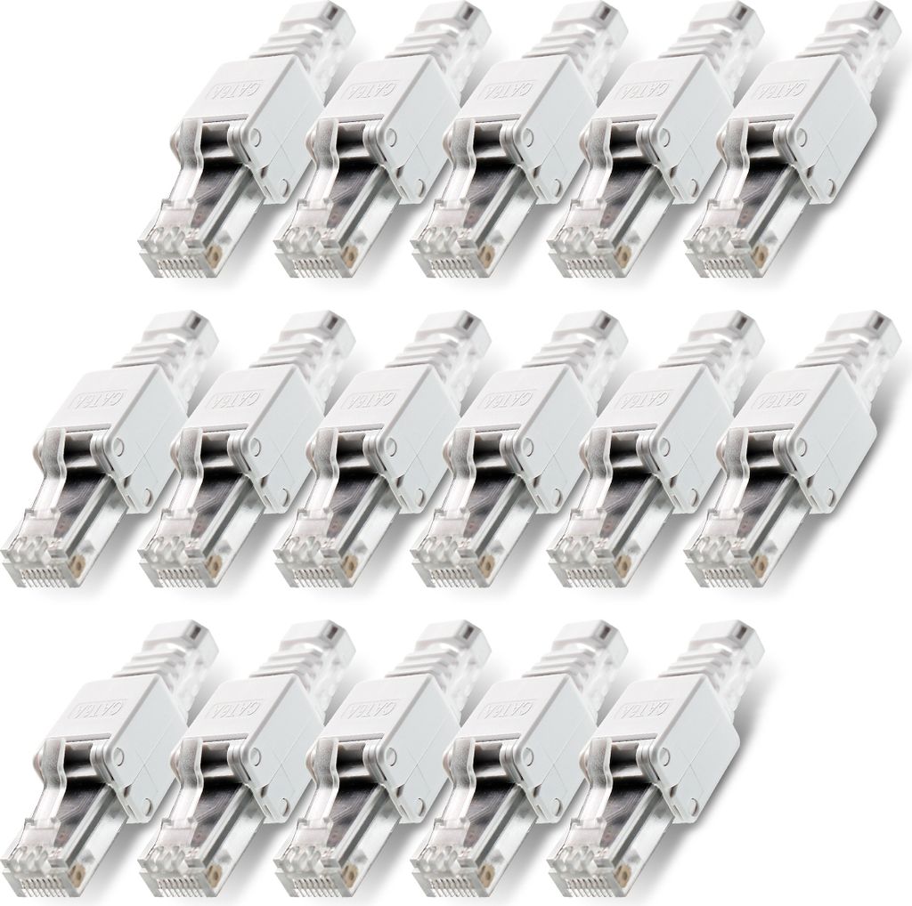16x Netzwerkstecker CAT6A RJ45 Werkzeuglose Montage CAT 7 / 6 / 5 Netzwerk Kabel