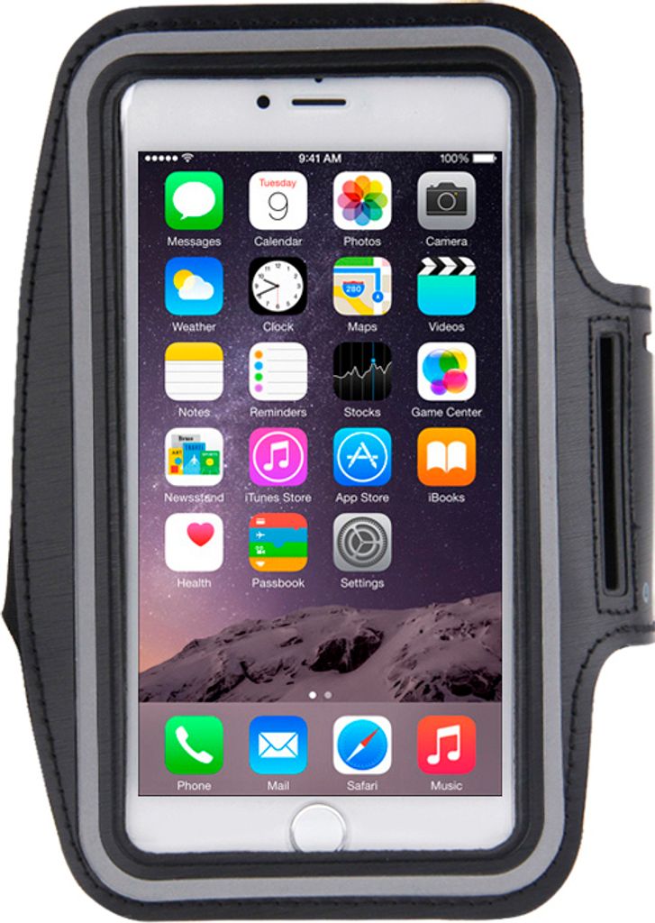 Mobigear Handyhalterung Joggen iPhone 6s Plus Sporthülle Neopren Sportarmband - Schwarz