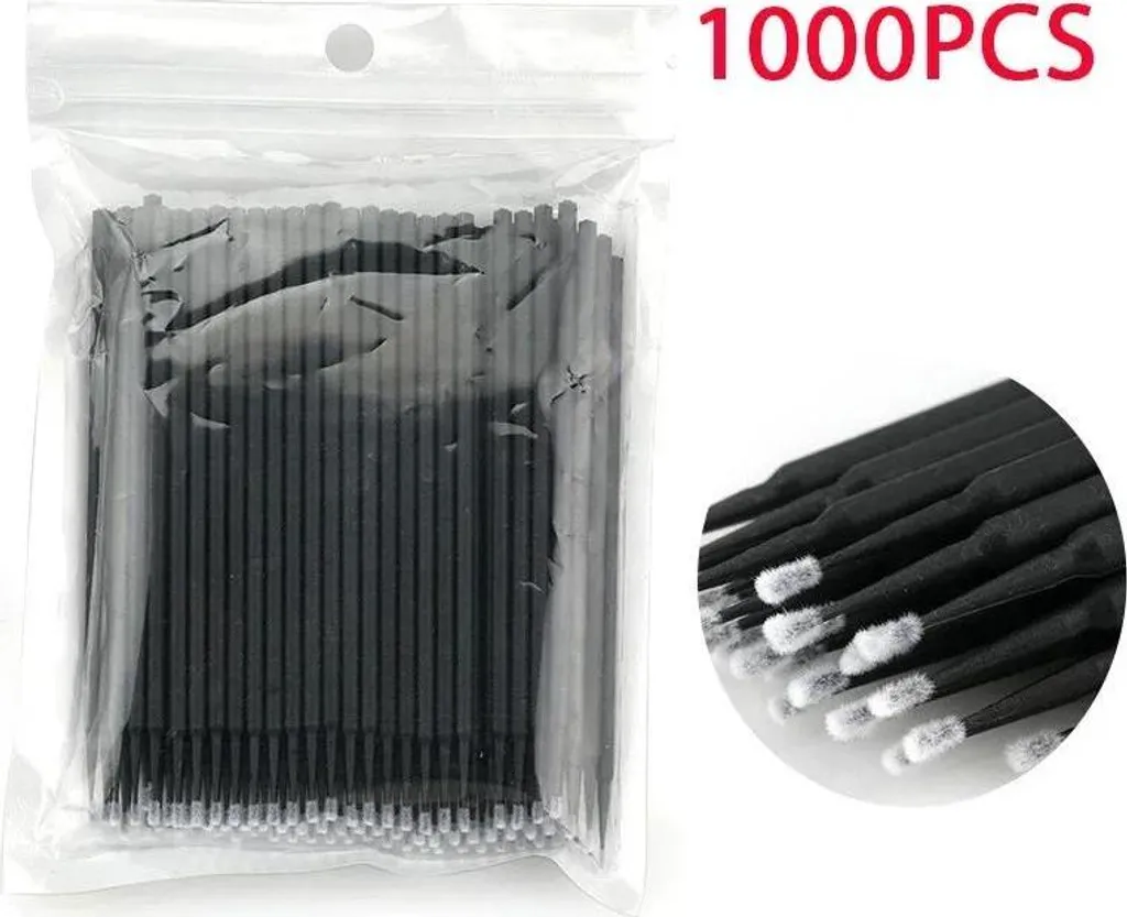 1000PCS Spazzoline Ciglia Nere - Pulizia Extension con Fibre Soft