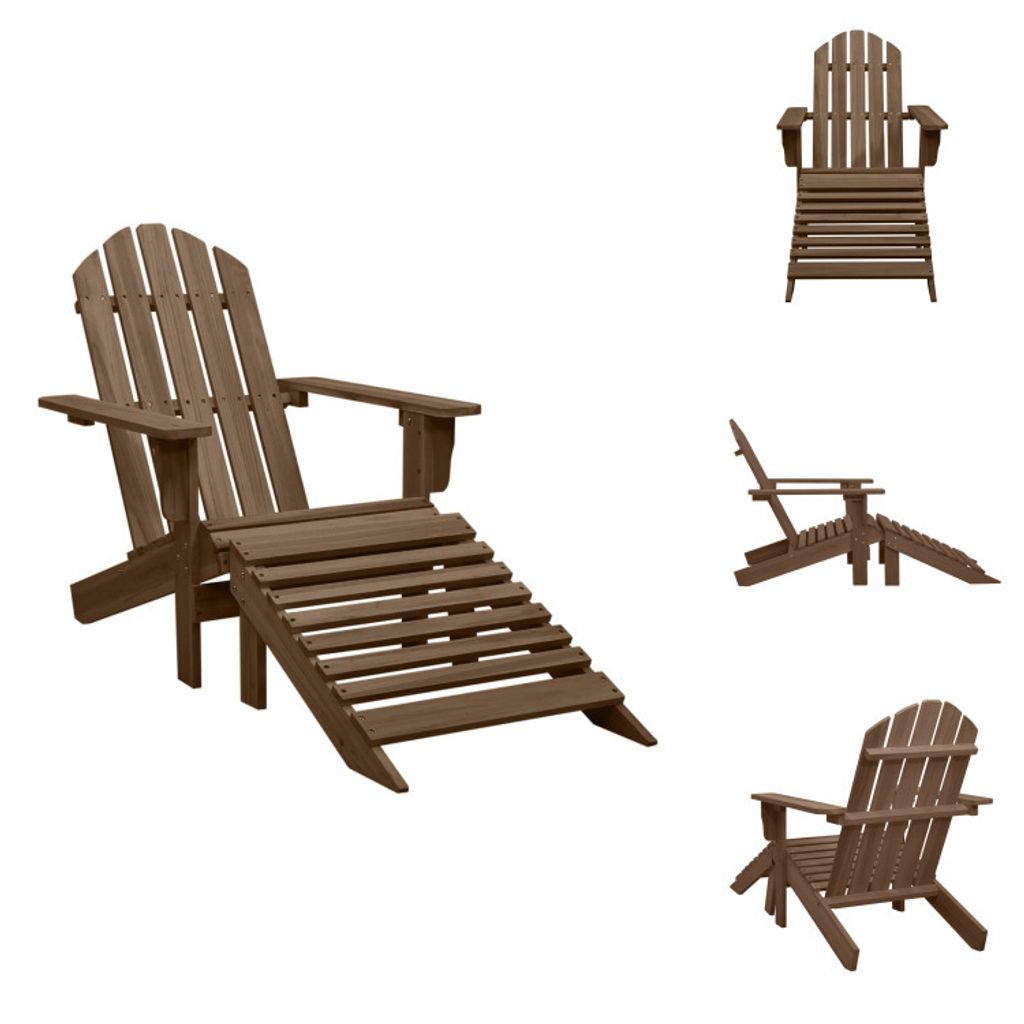 vidaXL Fauteuil de jardin avec repose-pieds Bois Marron - Image du produit 