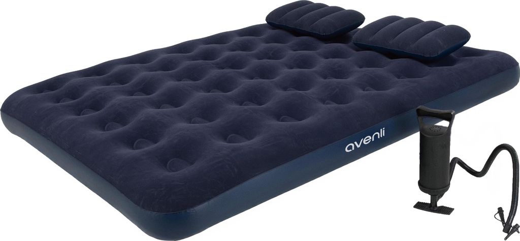 Avenli Campingbett "Easy Camp", aufblasbares Luftbett 203 x 152 x 22 cm, Luftmatratze für 2 Personen, Campingmatratze inklusive Kissen und Luftpumpe