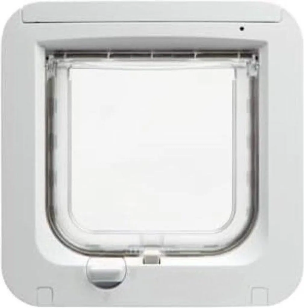 Chatière transparente blanche pour porte et mur avec fermeture 4 positions