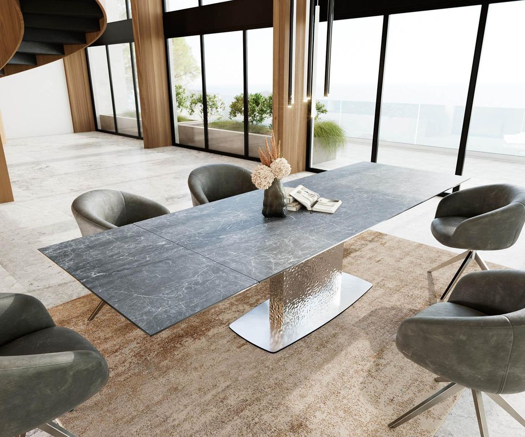 DELIFE Esstisch Edge 200-300x100 Keramik Laminam®Nero Greco Produktbild 