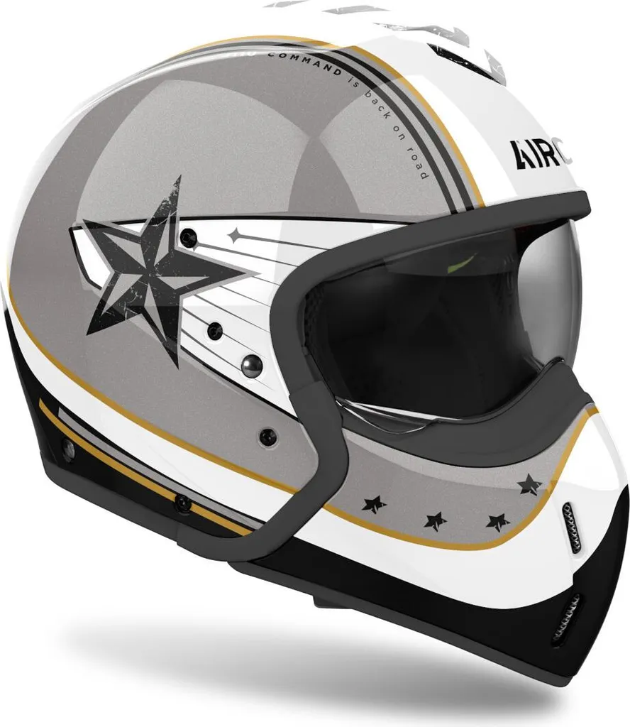 AIROH J 110 Command Blanc Or paillettes : Casque modulable confortable XL - 4