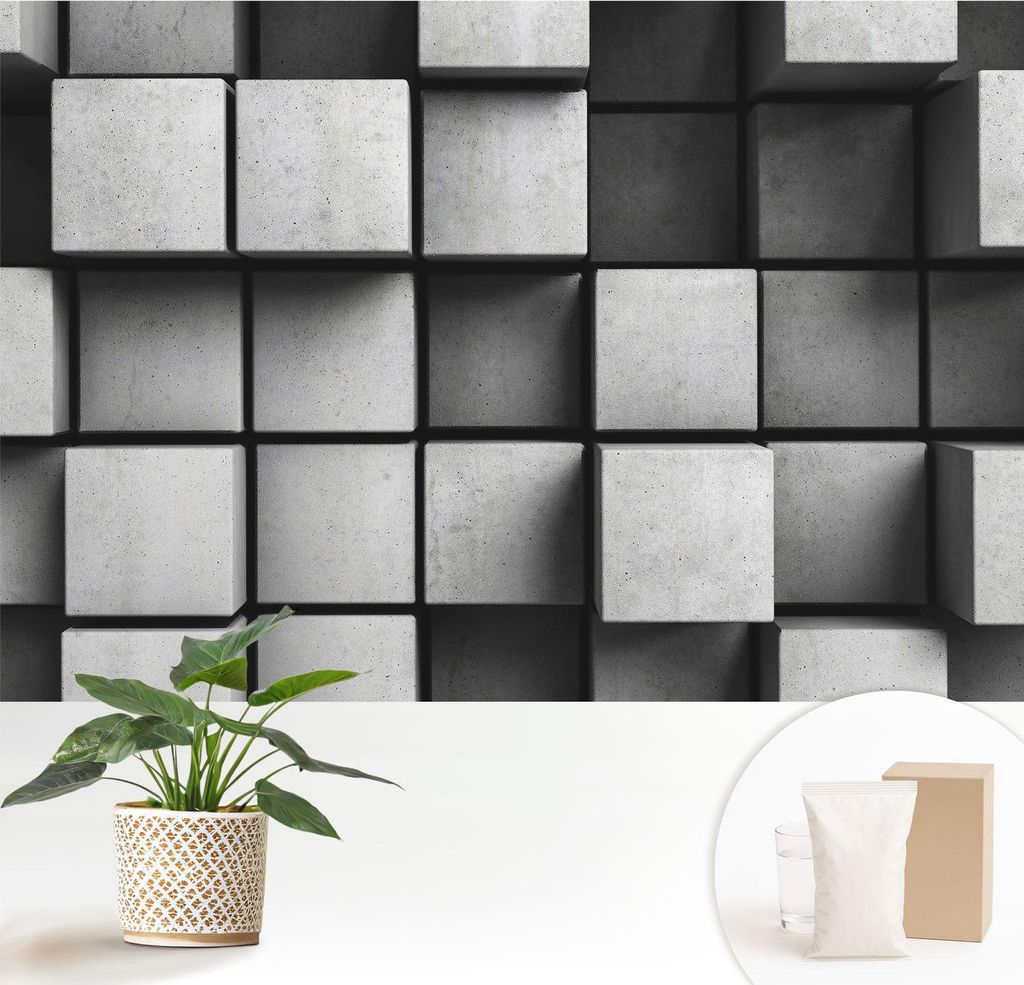 Fototapete - 152x104 cm - Tapete - Wandtapete - Wandbilder - Dekofolie - Tapete Folie - Wand - Dekoration - Wohnzimmer - Geometrische Würfel
