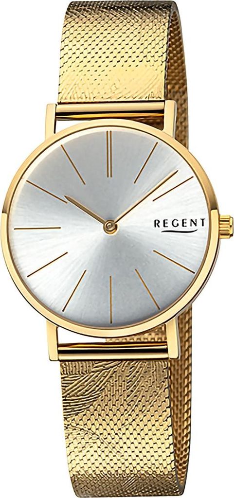 Regent Damenuhr Edelstahl-Armbanduhr Analog Mesh Metallarmband gold D2URBA900