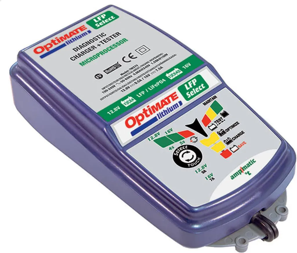 Tecmate Carica Batteria Litio 12.8V 13.2V 16V | Tecnologia Ampmatic