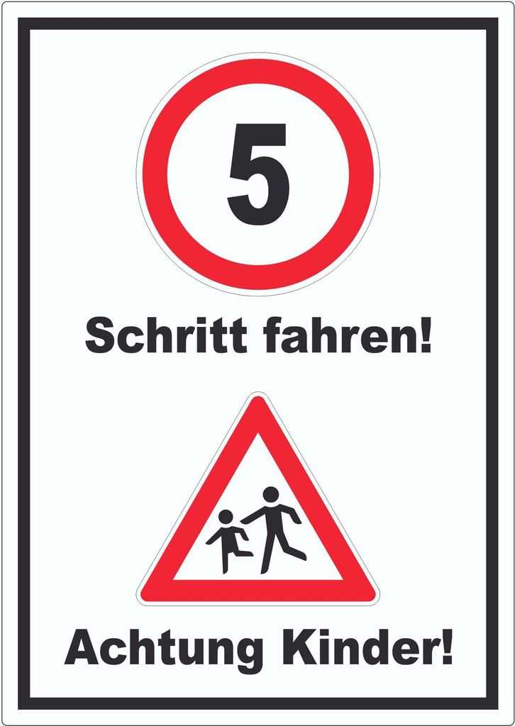Schritt fahren Achtung Kinder Aufkleber A4 (210x297mm)