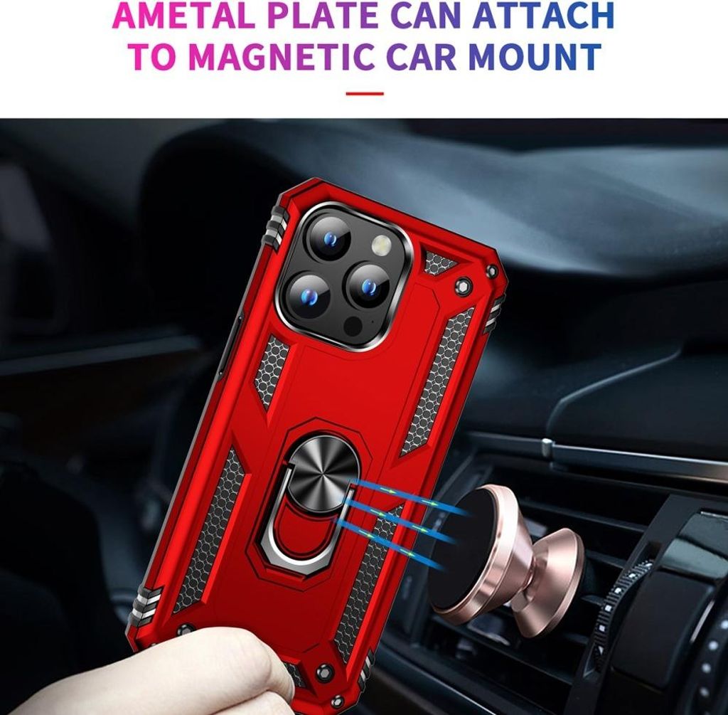 iPhone 15 Pro Hülle - Coverup Ring Ständer Back Cover - Rot