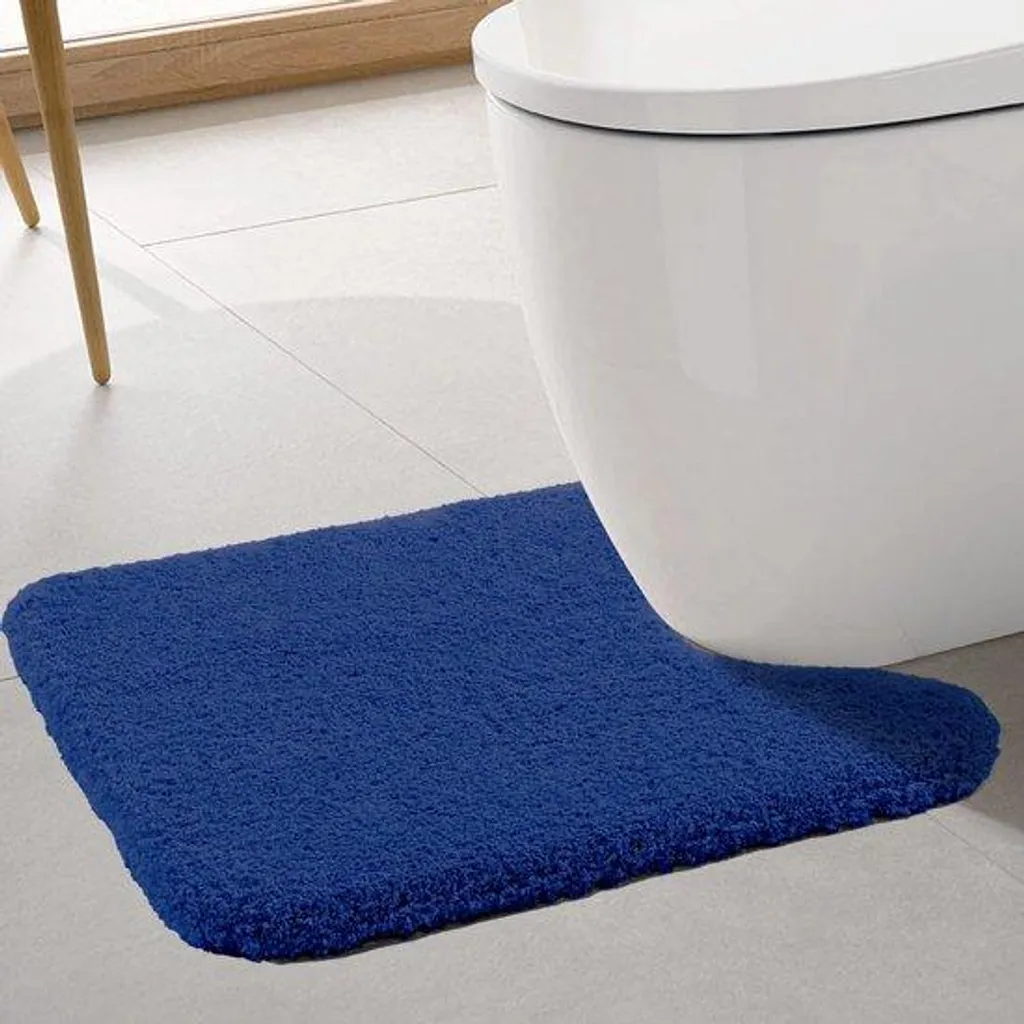 Tapis de toilettes ultra-doux microfibre haute densité bleu 50 x 60 cm