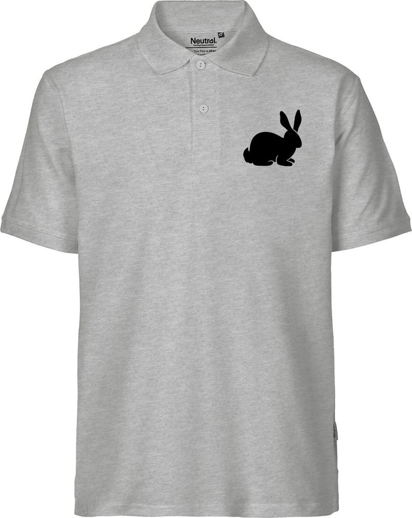 Huuraa Herren Polo Shirt Hase Kaninchen Silhouette M Sport Grey Bio Baumwolle Fairtrade Poloshirt Geschenkidee