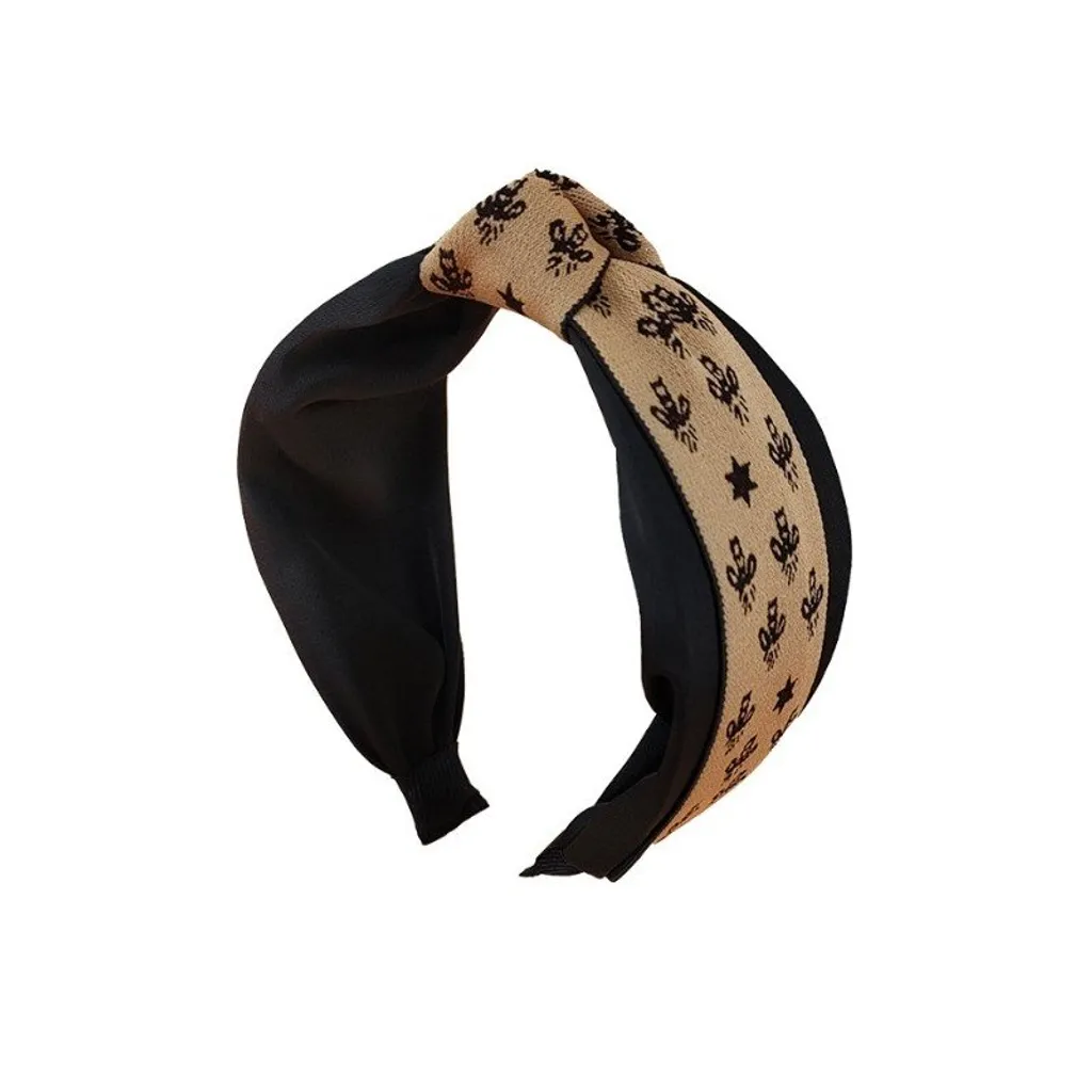 Cerchietto a Turbante Flamenco Mystique: Accessorio Capelli Nero e Marrone